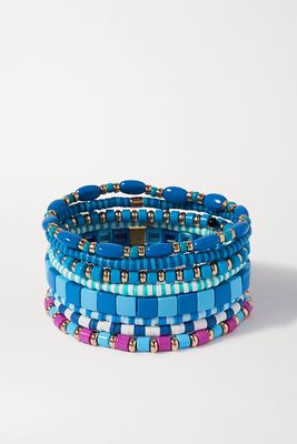 Roxanne Assoulin - Colour Therapy Set Of Eight Enamel And Gold-tone Bracelets - Blue