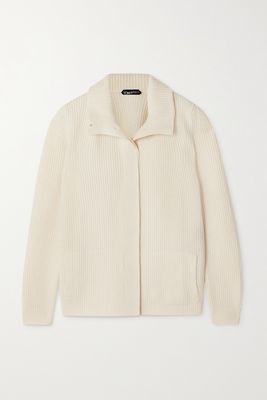 TOM FORD - Ribbed Wool And Cashmere-blend Cardigan - White