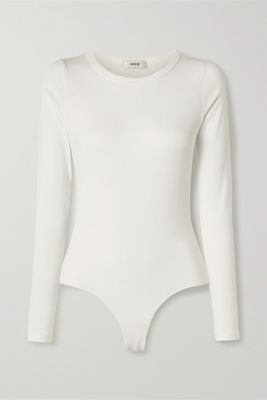 AGOLDE - Leila Ribbed Stretch-micro Modal And Supima Cotton-blend Bodysuit - White