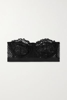 ELSE - Petunia Stretch-mesh And Corded Lace Underwired Strapless Balconette Bra - Black