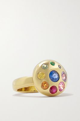 Brent Neale - Large Petal 18-karat Gold, Sapphire And Emerald Ring - 6