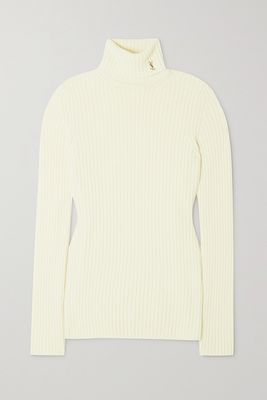 SAINT LAURENT - Ribbed Wool And Cashmere-blend Turtleneck Sweater - White