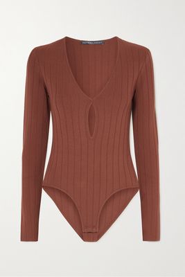 Zeynep Arcay - Cutout Ribbed-knit Bodysuit - Brown