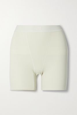 Skims - Cotton Collection Ribbed Cotton-blend Jersey Boxer Shorts - Bone