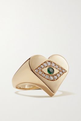Jacquie Aiche - 14-karat Gold, Diamond And Emerald Ring - 7