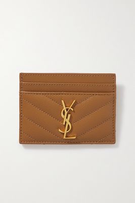 SAINT LAURENT - Monogramme Quilted Textured-leather Cardholder - Brown