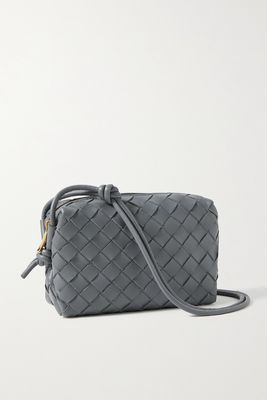 Bottega Veneta - Loop Small Intrecciato Leather Shoulder Bag - Gray