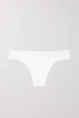 ELSE - Petunia Stretch-mesh And Corded Lace Thong - Ivory