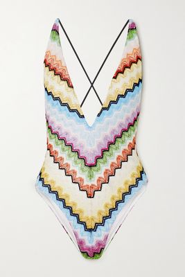 Missoni - Mare Striped Crochet-knit Swimsuit - Blue