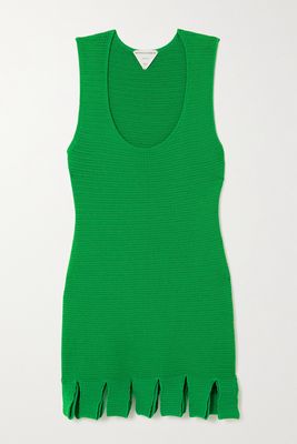 Bottega Veneta - Open-knit Cotton-blend Mini Dress - Green