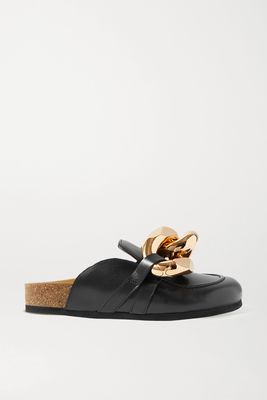 JW Anderson - Chain-embellished Leather Slippers - Black