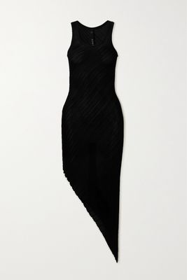 Petar Petrov - Alic Asymmetric Ribbed Silk Dress - Black