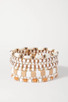 Roxanne Assoulin - Colour Therapy Set Of Eight Enamel And Gold-tone Bracelets - White