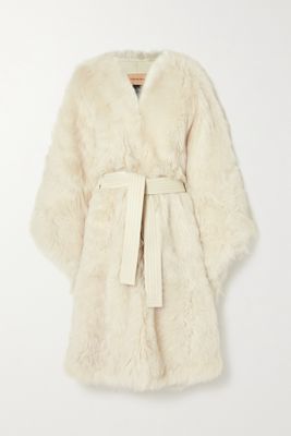 Yves Salomon - Belted Shearling Cape - Ivory