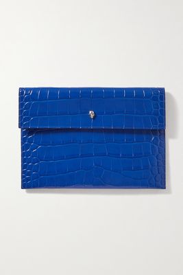 Alexander McQueen - Envelope Croc-effect Leather Pouch - Blue