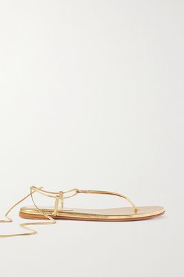 Gianvito Rossi - Gwyneth Metallic Leather Sandals - Gold