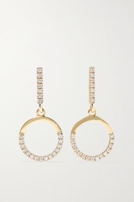 Mateo - Half Moon 14-karat Gold Diamond Earrings - one size
