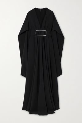 Rodarte - Cape-effect Crystal-embellished Crepe Gown - Black