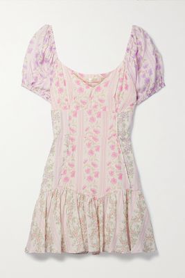 LoveShackFancy - Amini Printed Satin-jacquard Mini Dress - Pink