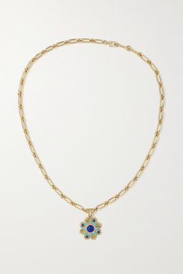 Storrow - Rosa 14-karat Gold, Enamel And Lapis Lazuli Necklace - one size