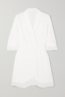 Rime Arodaky - Jax Belted Lace-trimmed Crepe Mini Dress - White