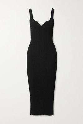 Khaite - Nina Ribbed-knit Midi Dress - Black