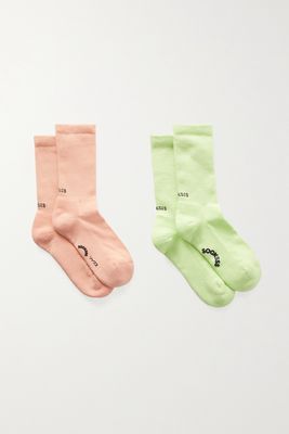 SOCKSSS - Set Of Two Intarsia Stretch Organic Cotton-blend Socks - Green
