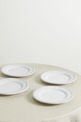 Soho Home - Hillcrest Set Of Four 21cm Glazed Stoneware Side Plates - White