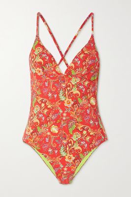 Etro - Love Paisley-print Swimsuit - Red
