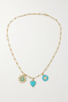 Storrow - 14-karat Gold And Enamel Multi-stone Necklace - one size