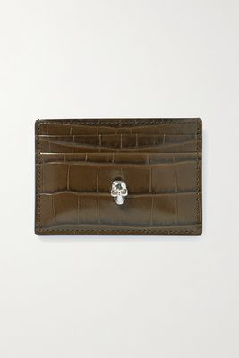 Alexander McQueen - Skull Croc-effect Leather Cardholder - Green