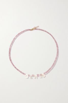 Roxanne First - Girls 14-karat Gold, Sapphire And Mother-of-pearl Necklace - Pink