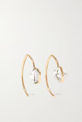 Melissa Joy Manning - Mini Wishbone 14-karat Gold Herkimer Diamond Earrings - one size