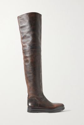 The Row - Billie Leather Over-the-knee Boots - Brown