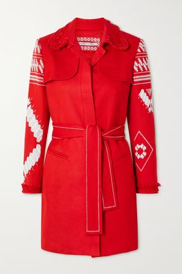 Rue Mariscal - Belted Embroidered Cotton Trench Coat - FR36