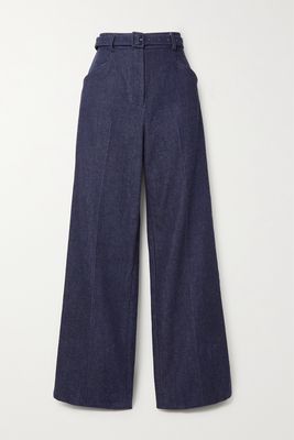 Gabriela Hearst - Norman Belted High-rise Wide-leg Jeans - Blue