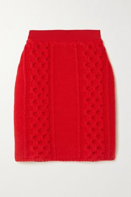 Bottega Veneta - Cable-knit Wool And Cotton-blend Mini Skirt - Red
