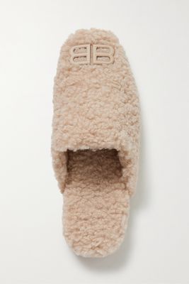 Balenciaga - Cosy Bb Logo-detailed Recycled Faux Shearling Slippers - Neutrals