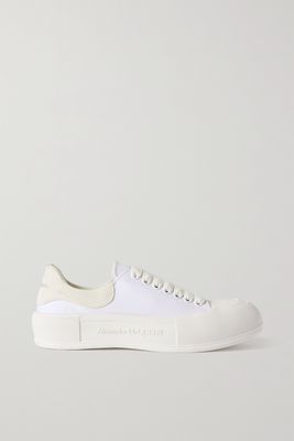 Alexander McQueen - Suede-trimmed Canvas Exaggerated-sole Sneakers - White