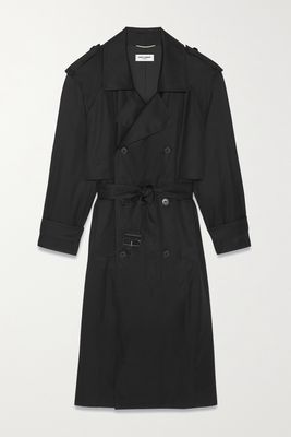 SAINT LAURENT - Belted Cotton-twill Trench Coat - Black