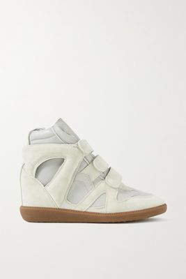 Isabel Marant - Buckee Suede And Leather Wedge Sneakers - Gray