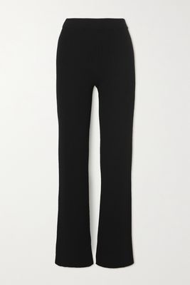 Safiyaa - Magdala Ribbed-knit Flared Pants - Black
