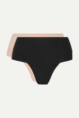 Spanx - Undie-tectable Set Of Two Stretch-jersey Thongs - Black
