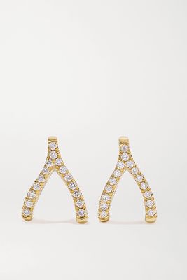Jennifer Meyer - Mini Wishbone 18-karat Gold Diamond Earrings - one size