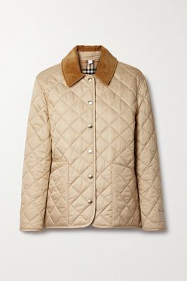 Burberry - Reversible Corduroy-trimmed Quilted Shell And Checked Cotton Jacket - Neutrals