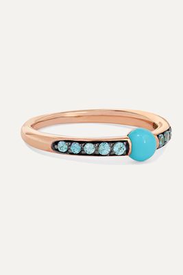 Pomellato - 18-karat Rose Gold, Turquoise And Zircon Ring - 13