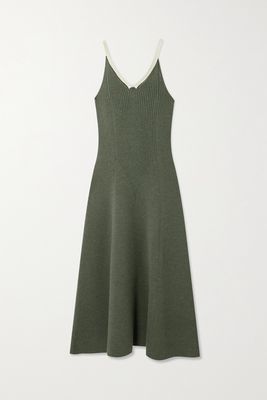 Loewe - Ribbed Wool Midi Dress - Green