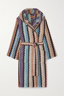 Missoni Home - Adam Belted Hooded Cotton-terry Robe - Blue