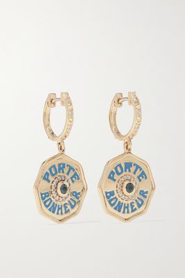 Marlo Laz - Porte Bonheur 14-karat Gold, Enamel, Alexandrite And Diamond Earrings - one size