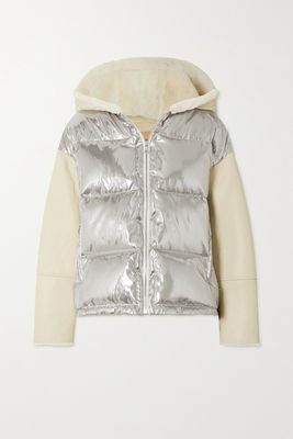 Yves Salomon - Hooded Shearling And Quilted Metallic Shell Down Jacket - Silver
